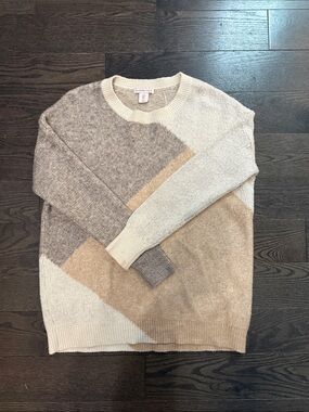 Sincerely Jules Men’s Colorblock Crewneck Sweater - Cream & Tan